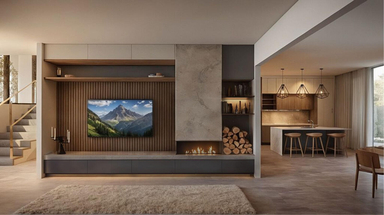Living Room with Fireplace